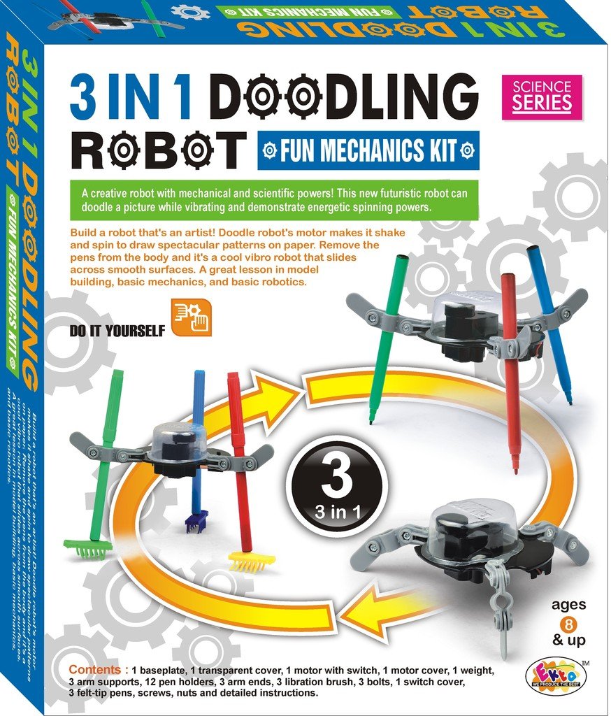 Ekta 3-In-1 Doodling Robot Fun Science-Kit (Multicolor)
