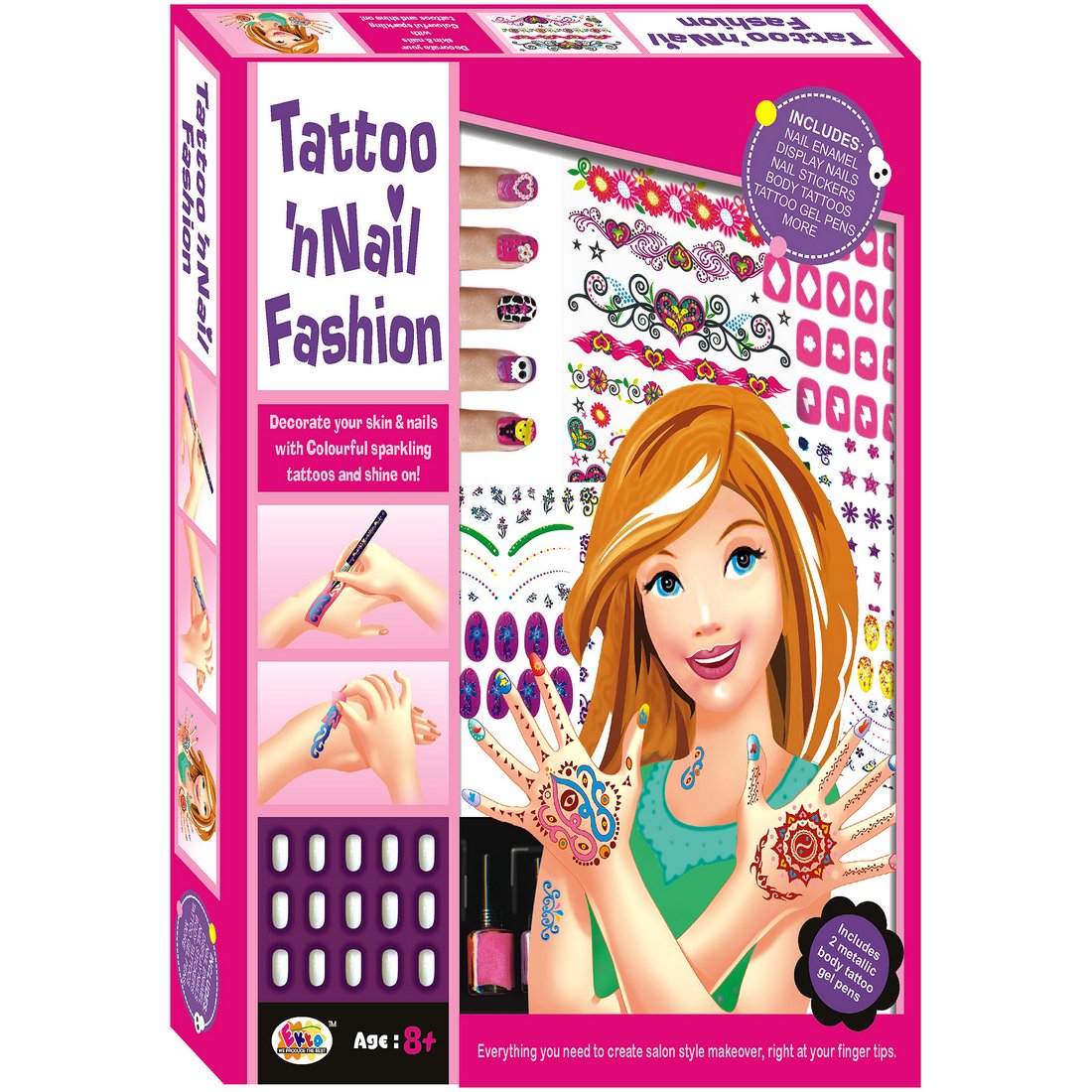 Ekta Tattoo 'N' Nail Fashion Kit For 8+ Year Kid Girls/ Gifting