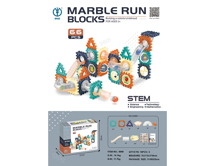 Magnetic Marble Run Blocks 66 Pcs