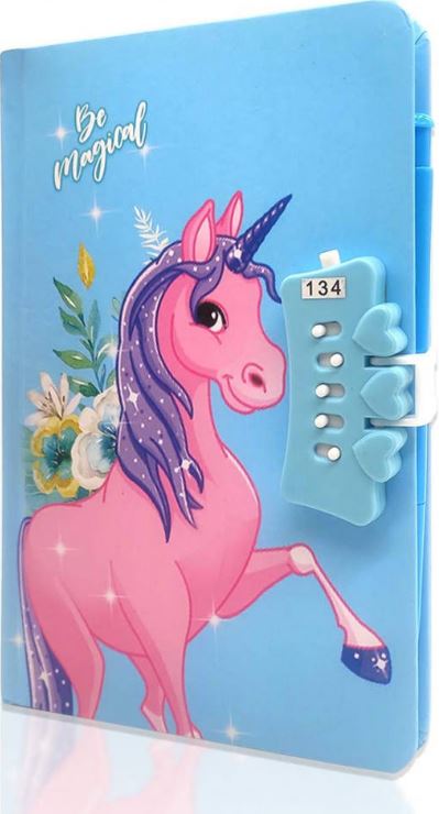Unicorn Angle Theme Printed Cute Password Protection Diary A5