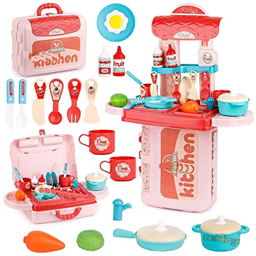 Premium Quality 3 In 1 Kitchen To Play Little Chef'S Plastic Kitchen Set With Po