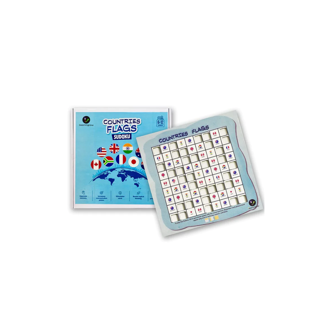 ilearnngrow Wooden Sudoku Brain Game for Smart Minds: Country Flag Sudoku