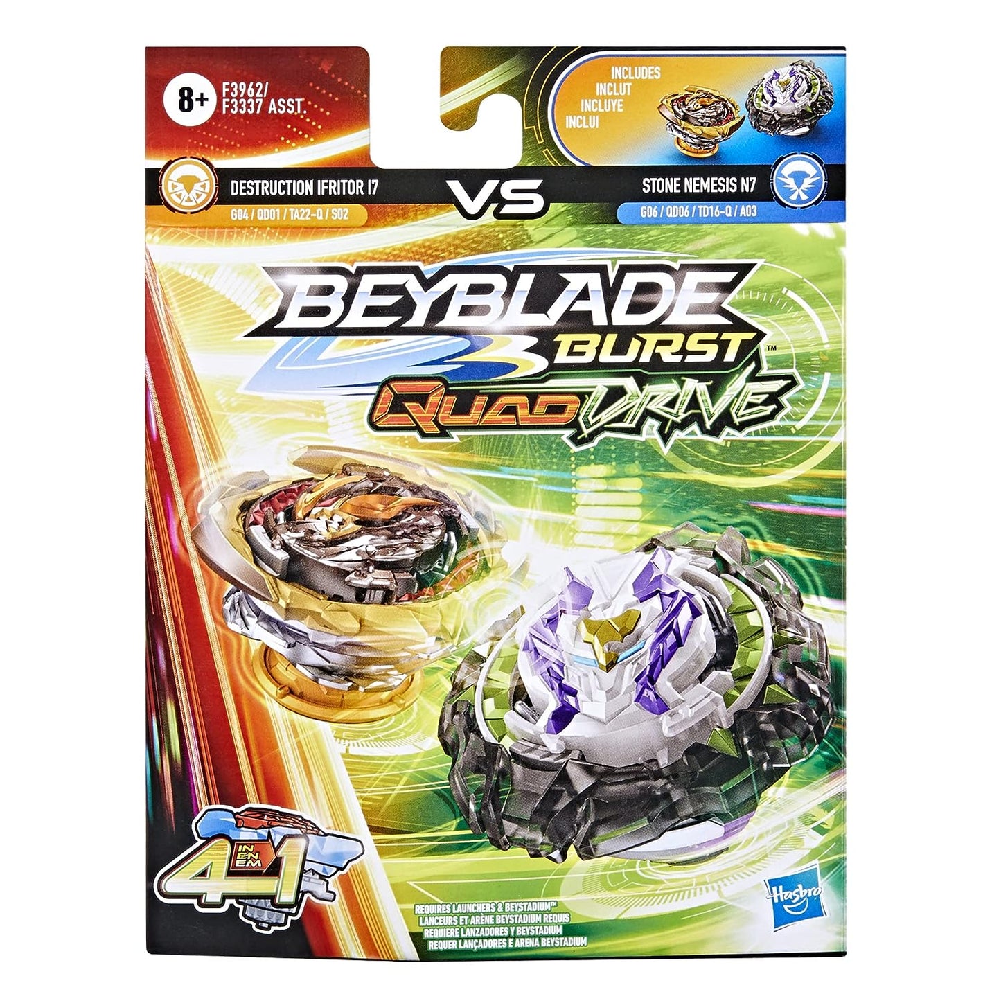 Hasbro Beyblade Burst Quad Drive Destruction Ifritor I7 and Stone