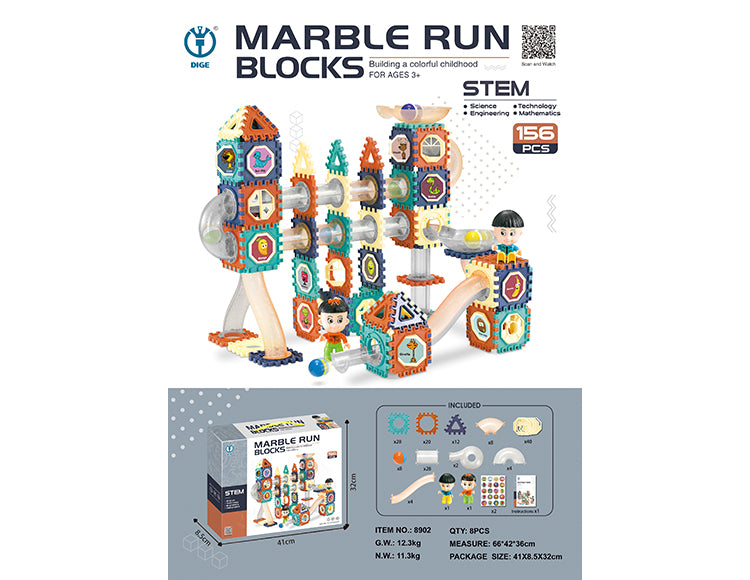 Magnetic Marble Run Blocks 156 Pcs