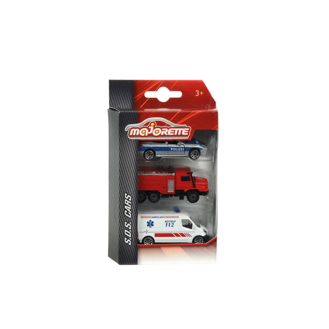 Majorette S.O.S 3 Car Pack - Design & Style May Vary, Only 1 Pack Included