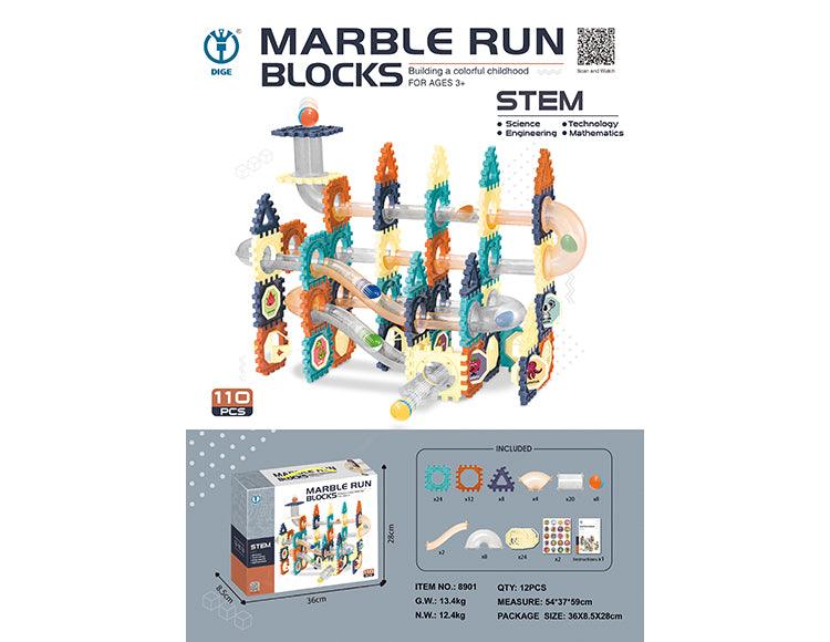 Magnetic Marble Run Blocks 110 Pcs