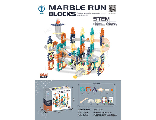 Magnetic Marble Run Blocks 110 Pcs