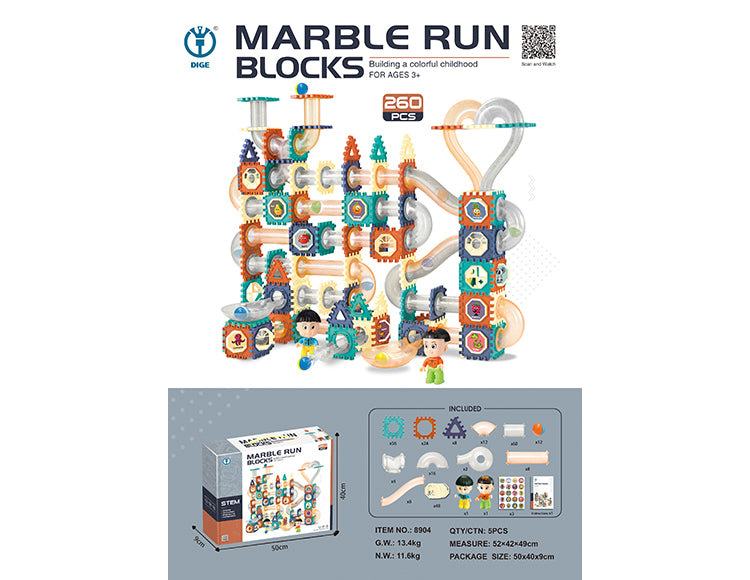 Magnetic Marble Run Blocks 260 Pcs
