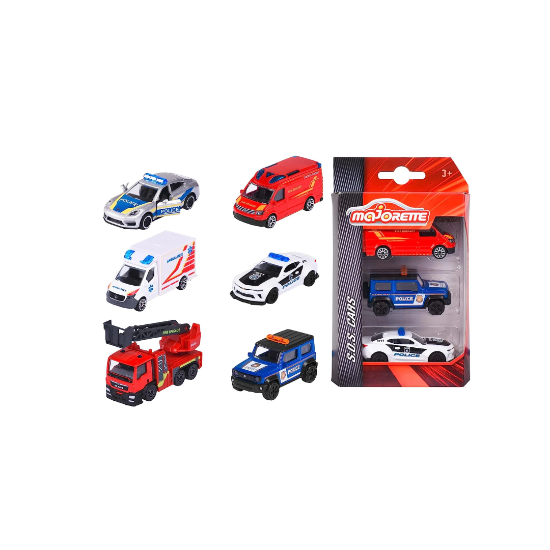 Majorette S.O.S 3 Car Pack - Design & Style May Vary, Only 1 Pack Included