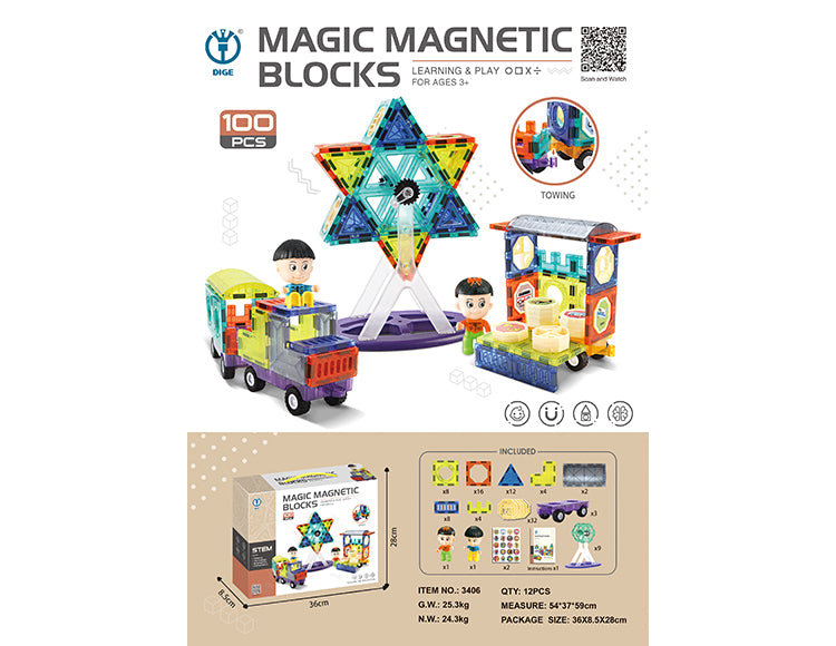 Rainbow Toys Magic Magnetic Blocks 100Pcs