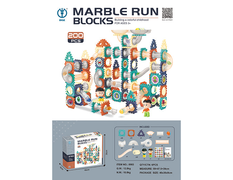 Rainbow Toys 8903_Marble Run Blocks 200 Pcs