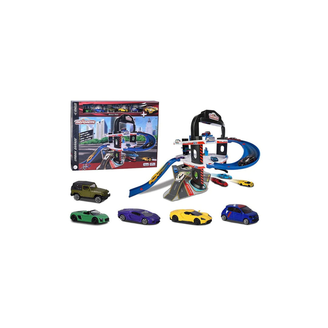 Majorette Urban Garage  Track + 5 Cars Gift Pack