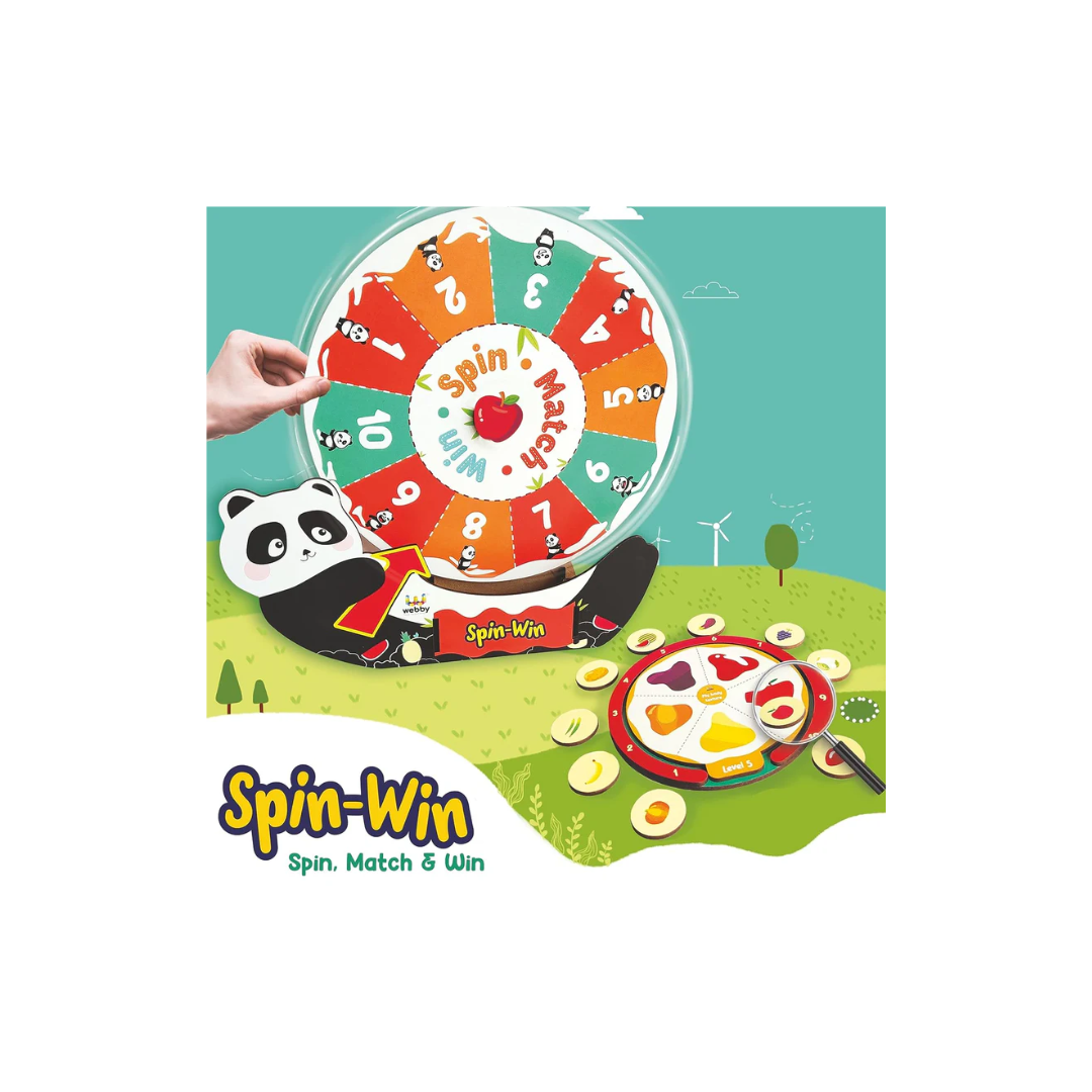 Webby Wooden Spin Win Educational Game - Multicolour