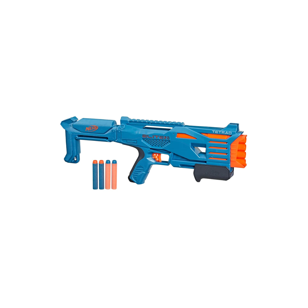 Hasbro Nerf Elite 2.0 Tetrad QS-4 Blaster, 4 Nerf Elite Darts