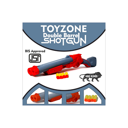 Toyzone Chhota Bheem Double Barrel Shotgun-58809 | Foam Blaster Double Barrel Gu